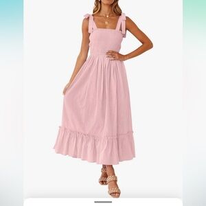 Pink maxi dress with tie straps